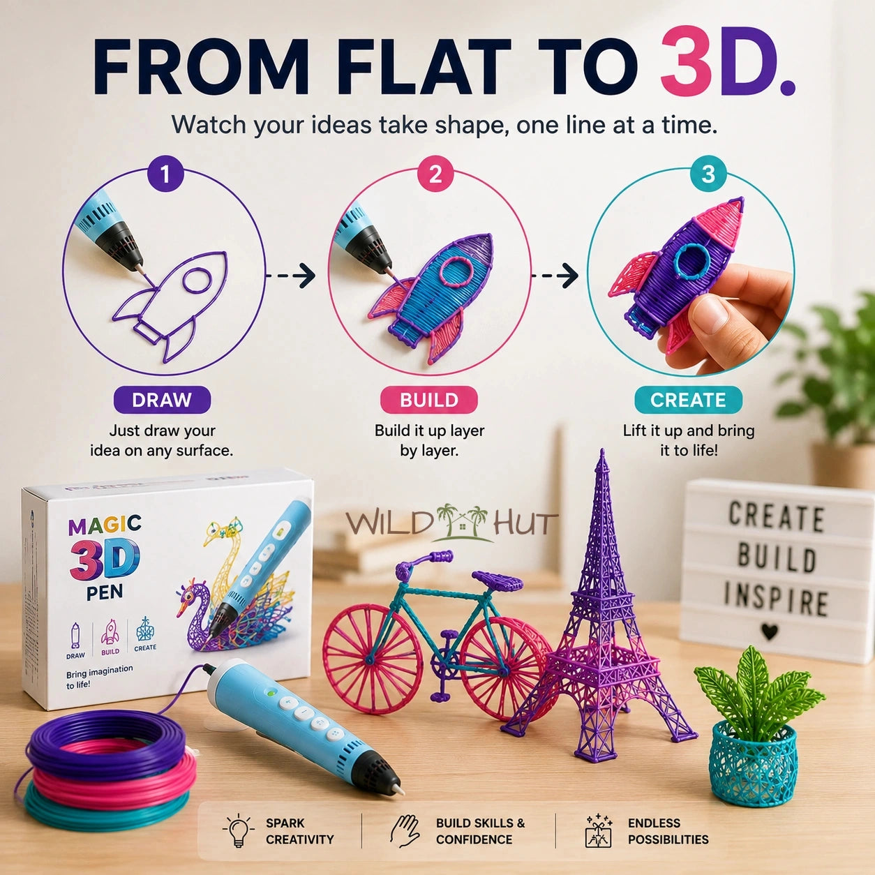 3D Printing Pen™ + 9 FREE Colour Filaments