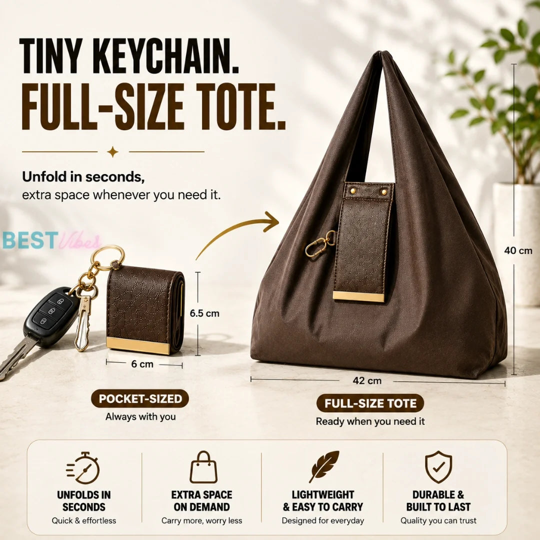 Foldable Tote Bag With Key Chain