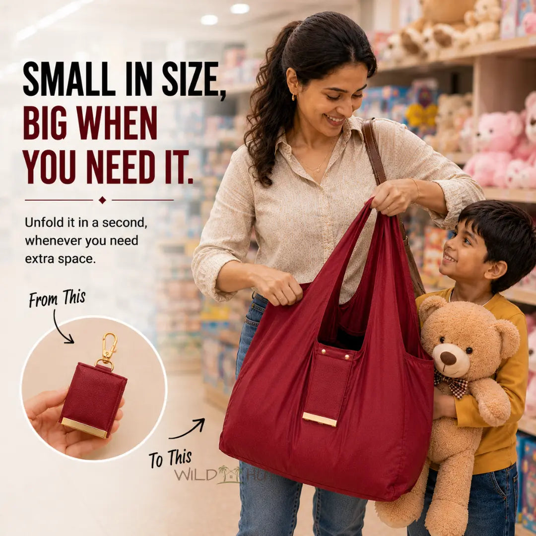 Foldable Tote Bag With Key Chain