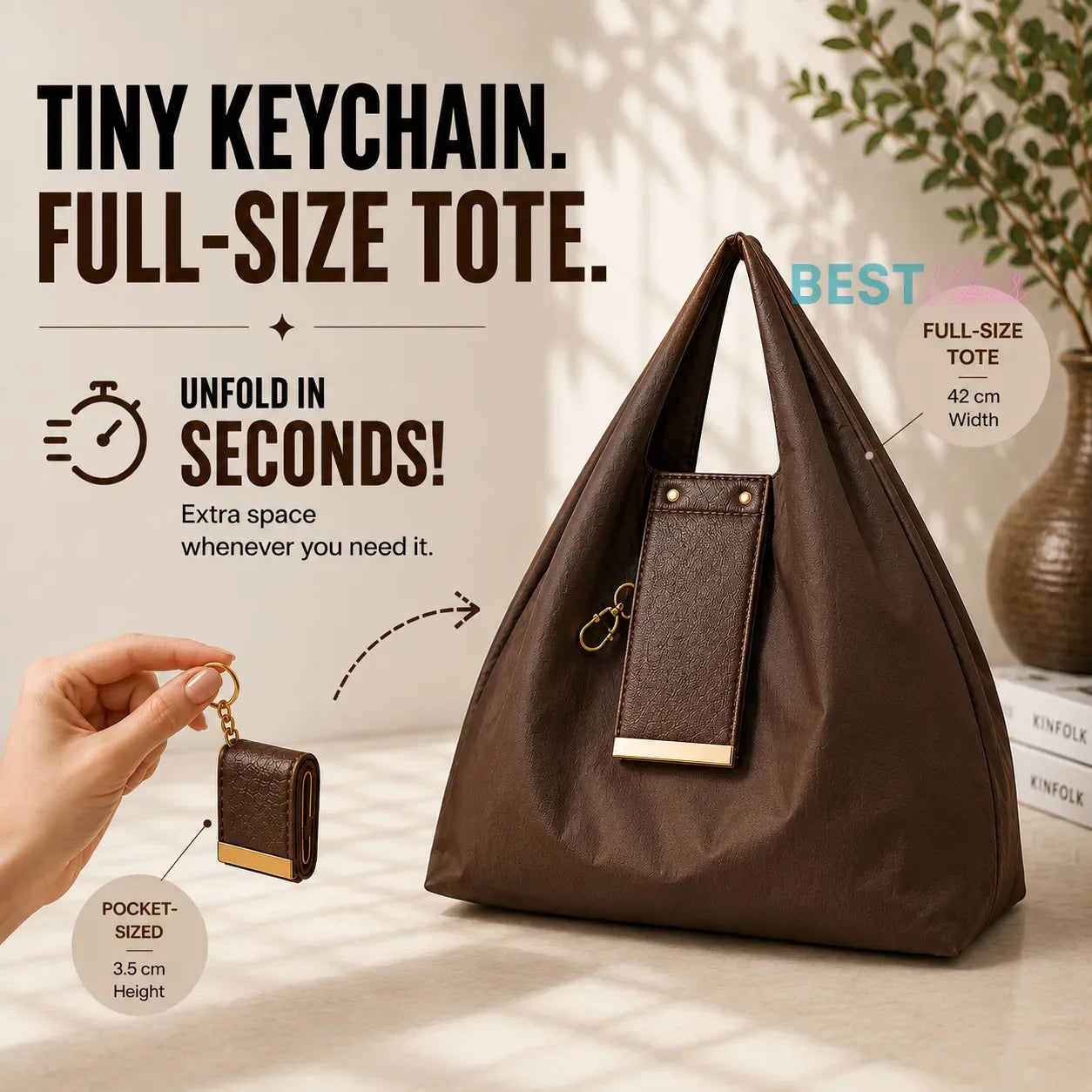 Foldable Tote Bag With Key Chain