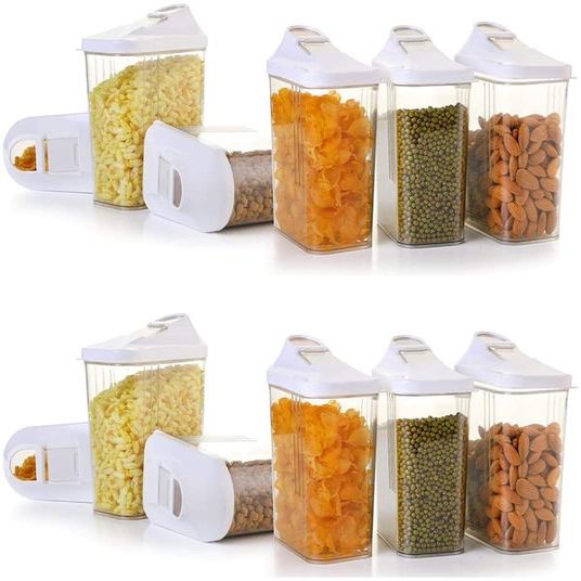 Easy Flow Storage Jar with Lid (1000ml, Set of 6)